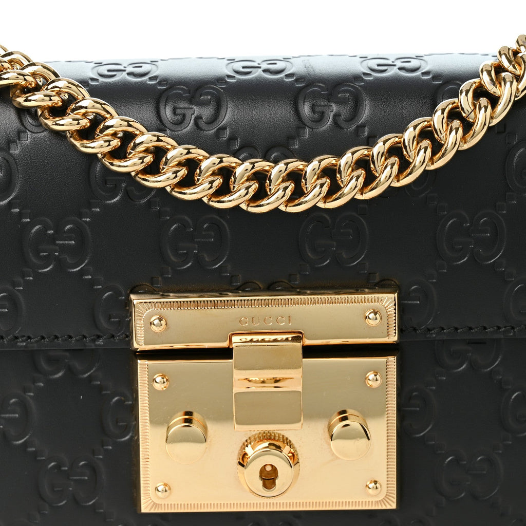 Guccissima Small Padlock Shoulder Bag Black