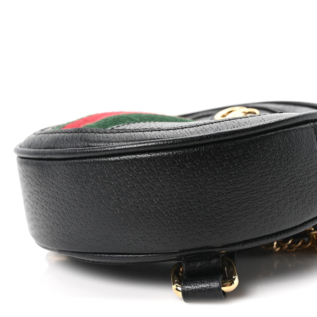 Grained Calfskin Web Mini Ophidia Round Backpack  Black
