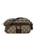 GG Supreme Monogram Textured Dollar Calfskin Web Mini Ophidia Convertible Shoulder Bag Beige Ebony New Acero