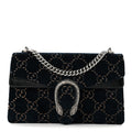 Velvet Skipper GG Monogram Small Dionysus Shoulder Bag Blue Beige Black