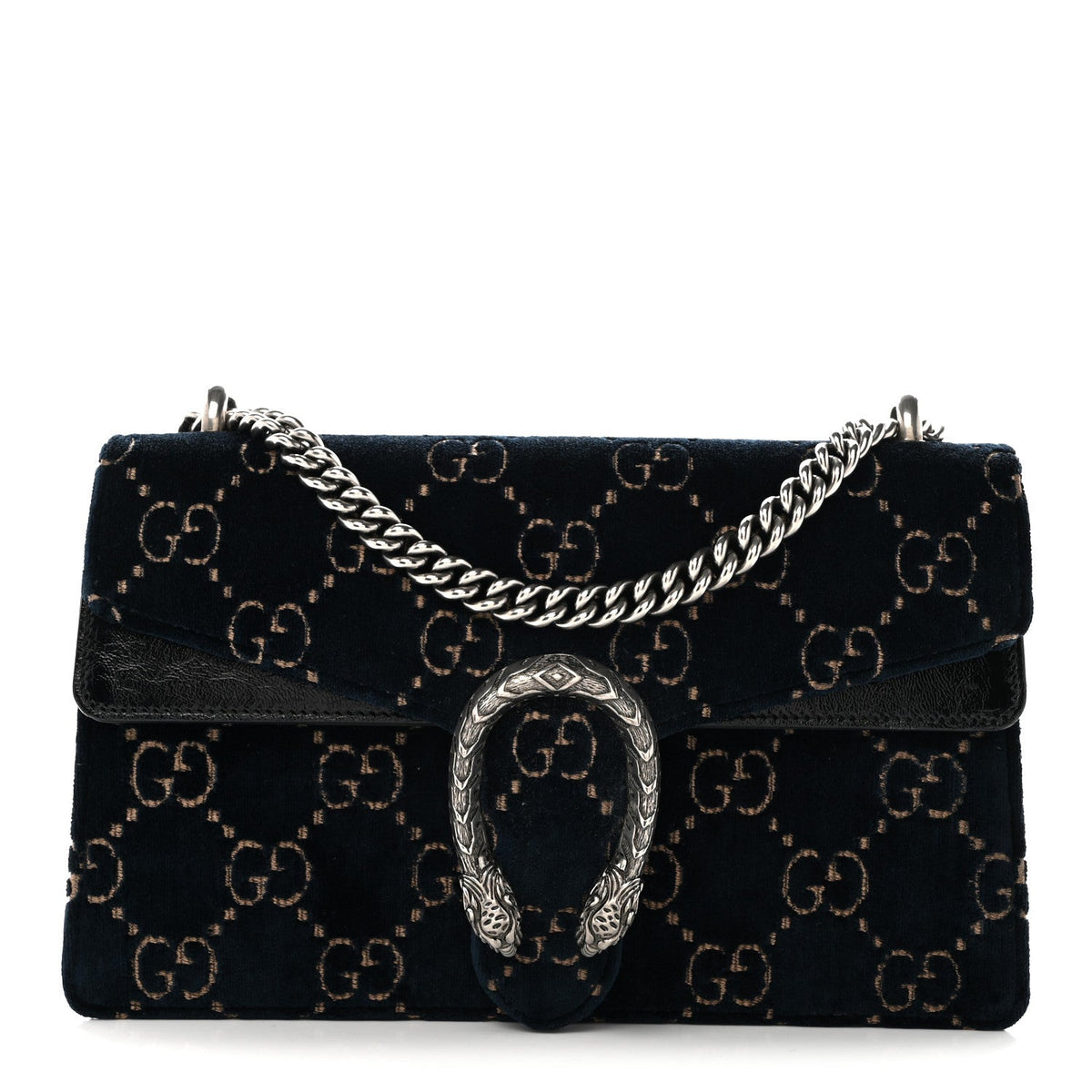 Velvet Skipper GG Monogram Small Dionysus Shoulder Bag Blue Beige Black