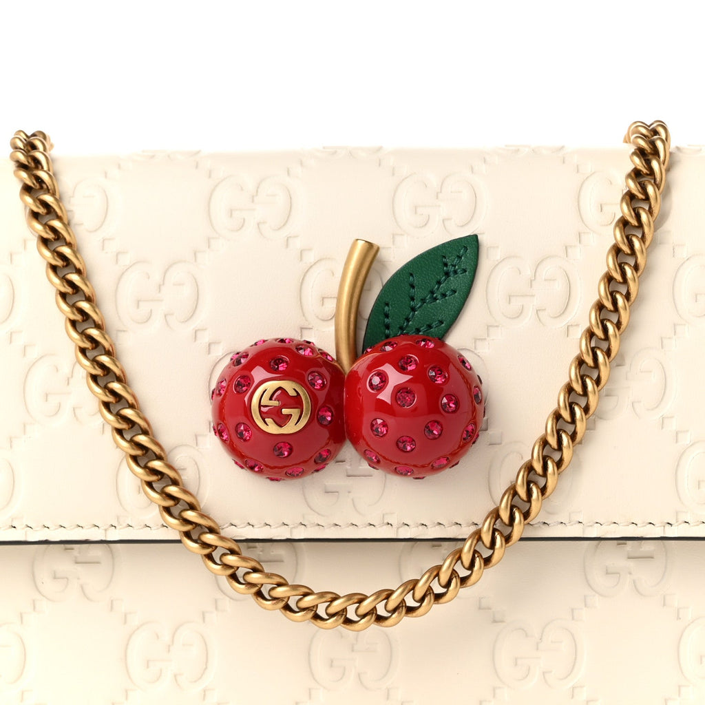 Guccissima Mini Cherry Chain Bag White