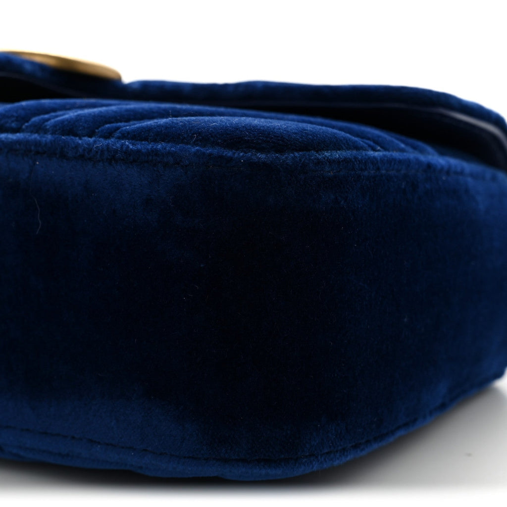Velvet Matelasse Mini GG Marmont Shoulder Bag Cobalt Blue
