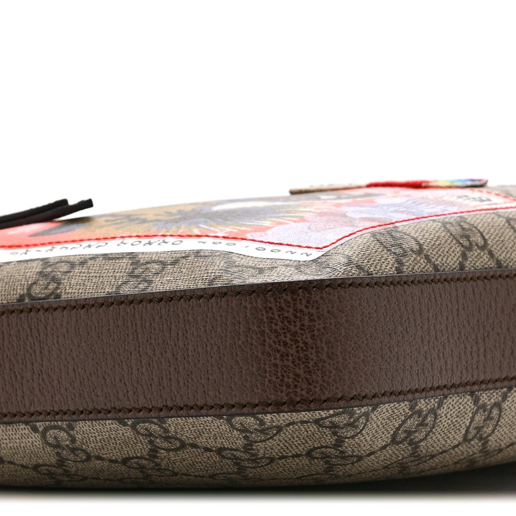 Soft GG Supreme Monogram Courrier Web Medium Flat Messenger Bag Beige New Acero Multicolor