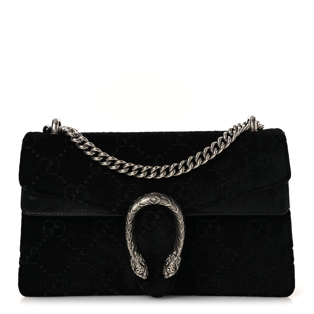 Velvet GG Monogram Small Dionysus Shoulder Bag Black