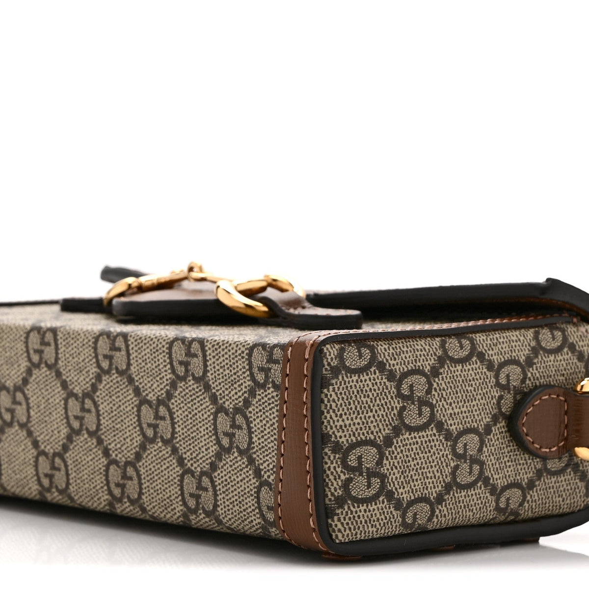 GG Supreme Monogram Mini Horsebit 1955 Shoulder Bag Beige Brown Sugar