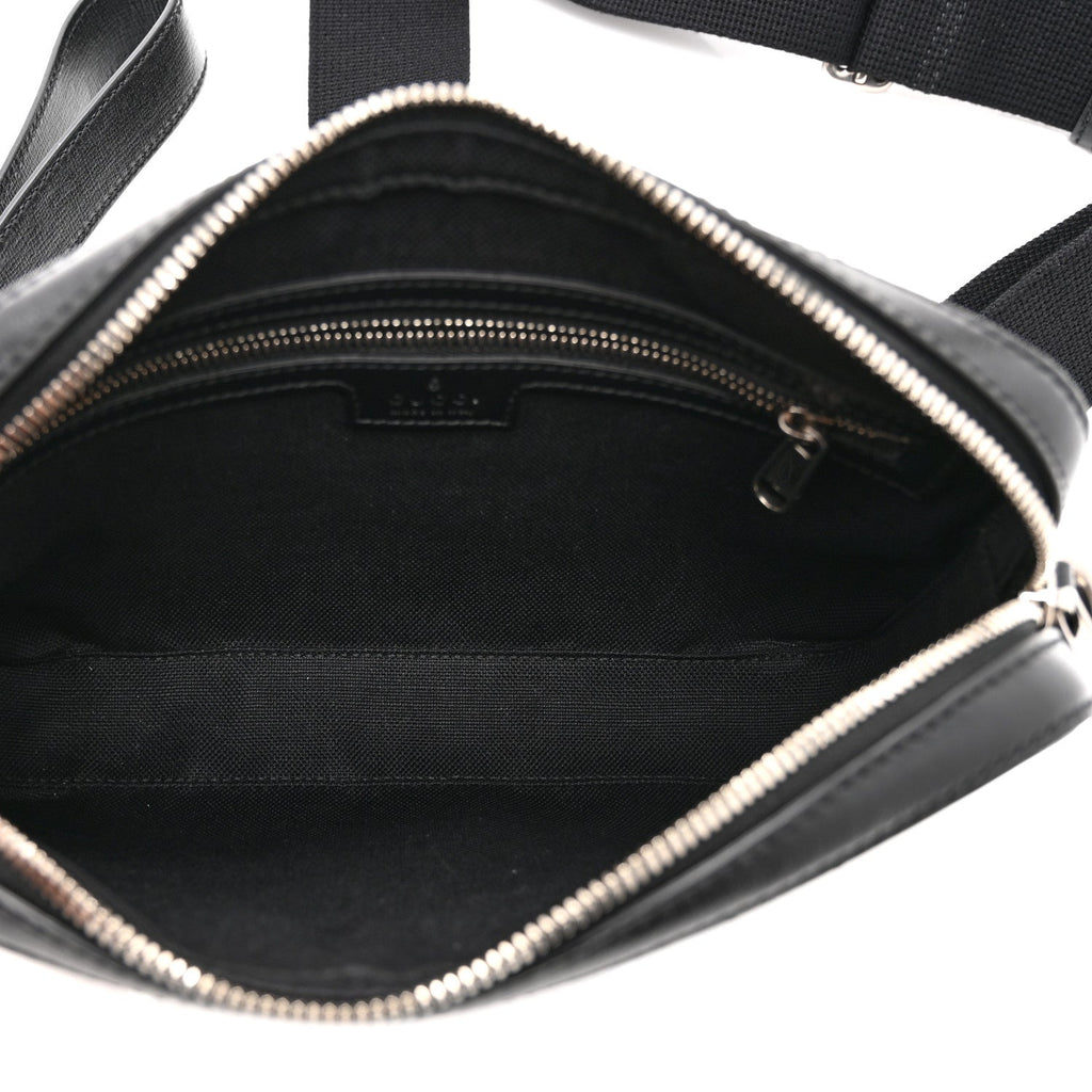 GG Supreme Monogram Azalea Calfskin Retro Interlocking G Wristlet Shoulder Bag Black