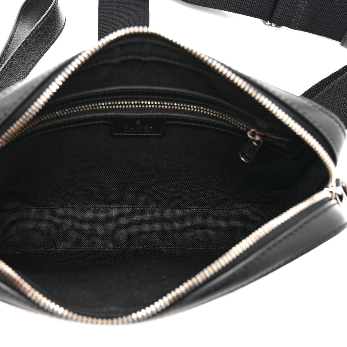 GG Supreme Monogram Azalea Calfskin Retro Interlocking G Wristlet Shoulder Bag Black