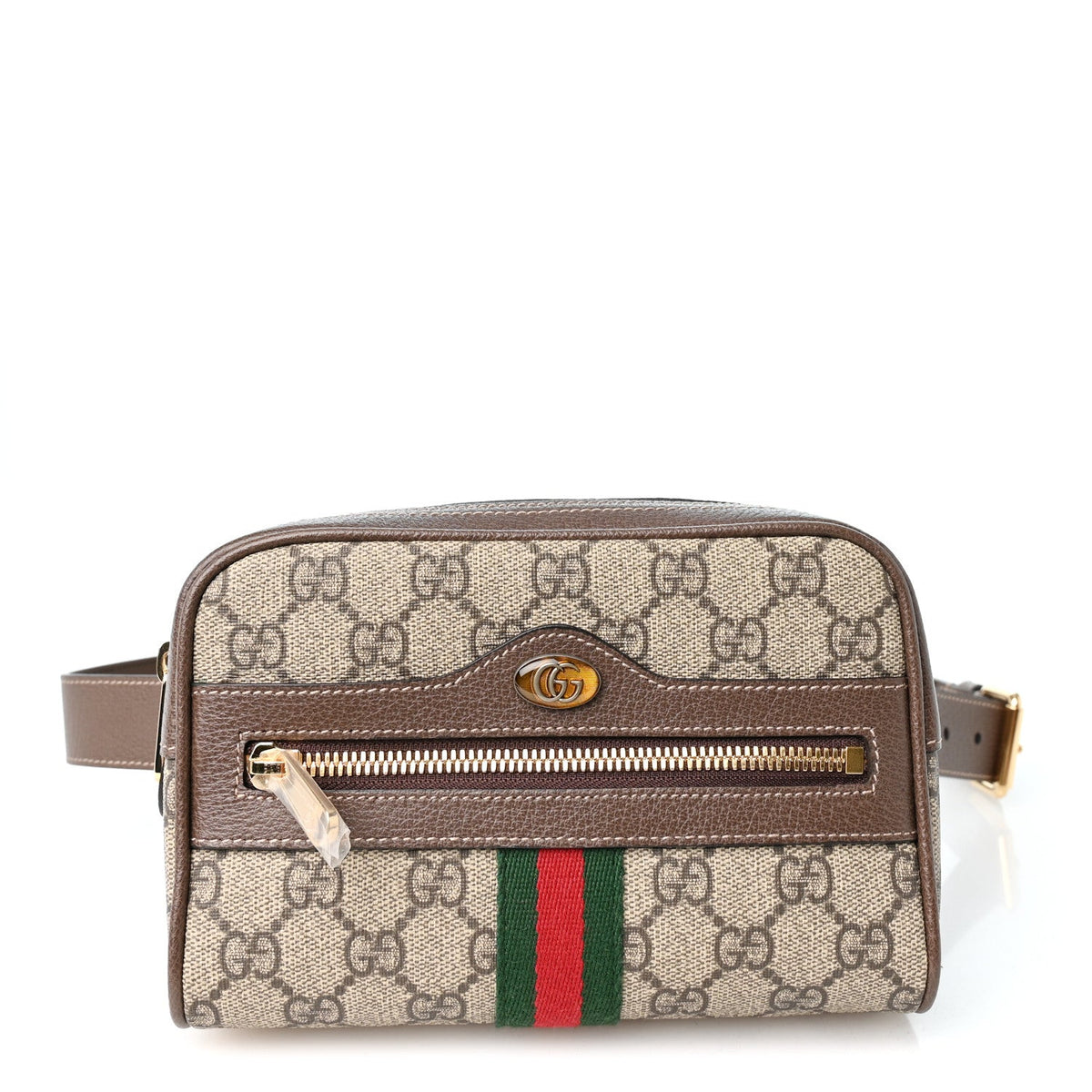 GG Supreme Monogram Web Small Ophidia Belt Bag 85 34 Dark Brown
