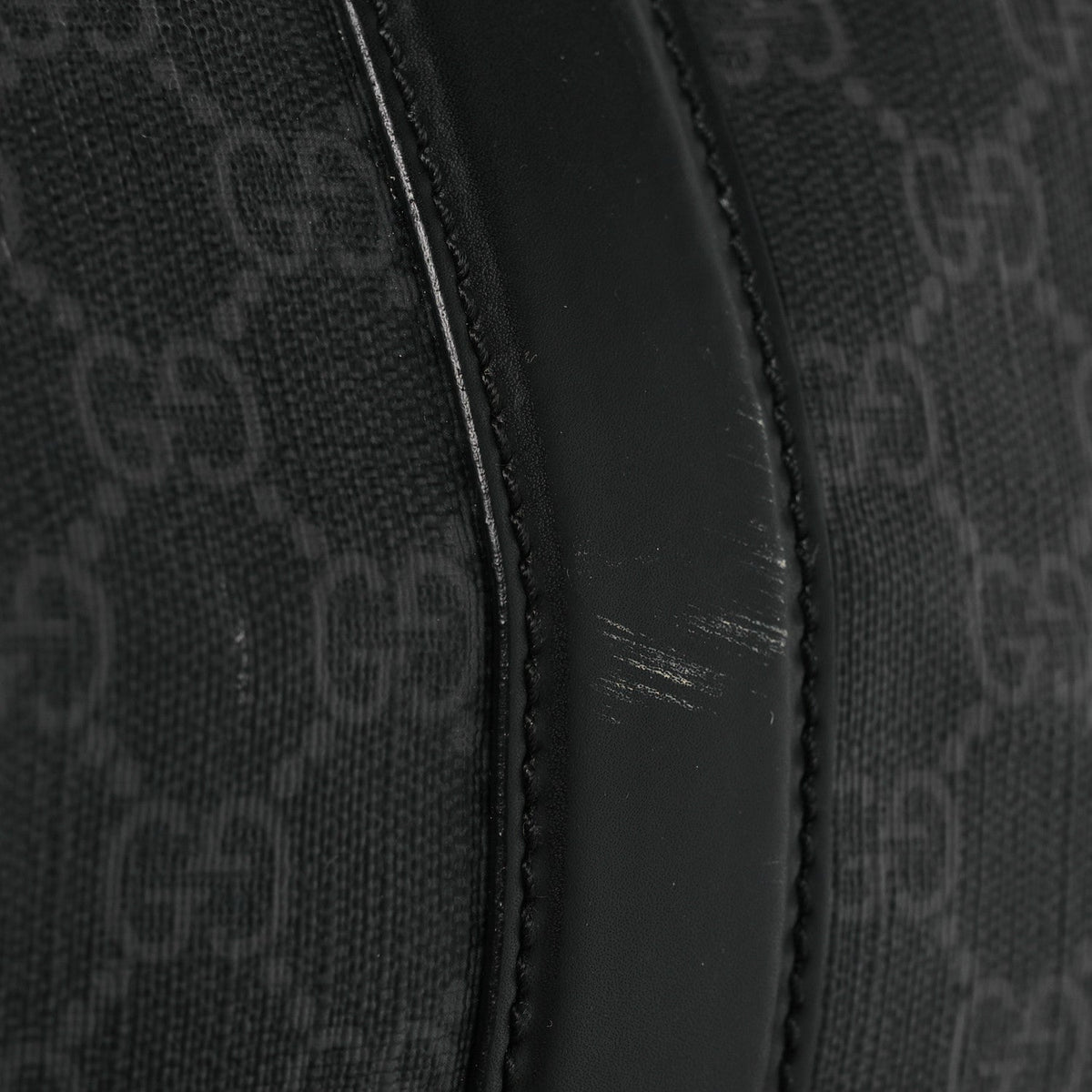 Soft GG Supreme Monogram Appia Calfskin Web Large Carry On Duffle Bag Black Grey