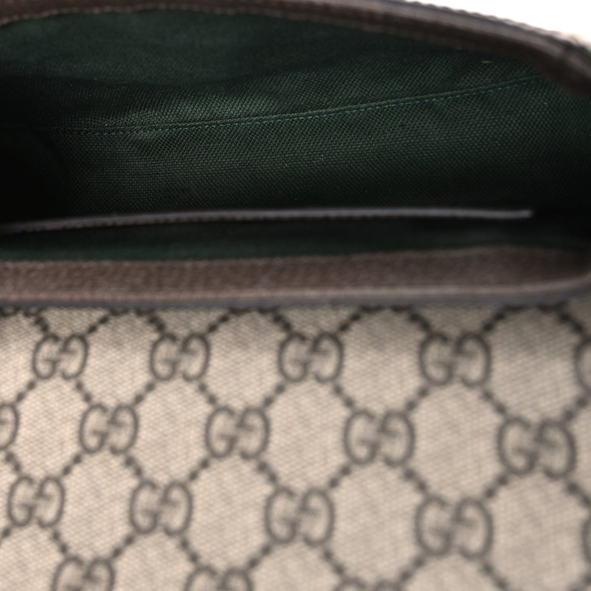 GG Supreme Monogram Textured Dollar Calfskin Small Ophidia Top Handle Shoulder Bag Beige Brown