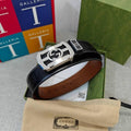 GUCCI Embellished coated-canvas and leather belt 'Black'