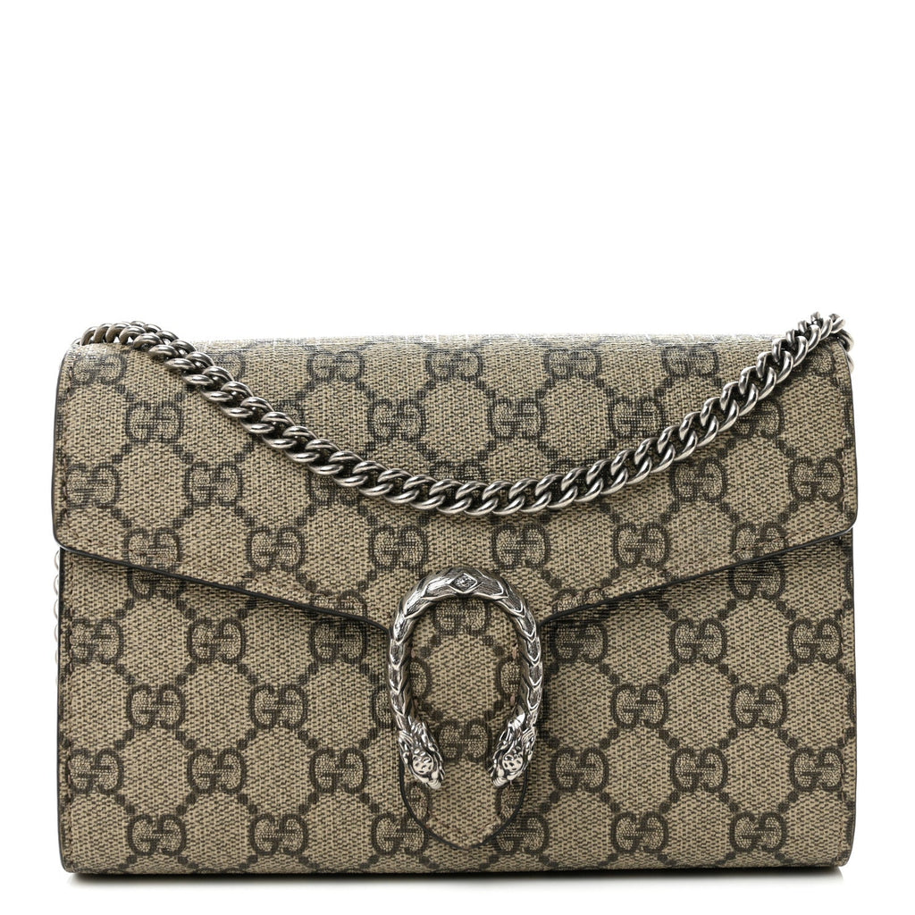 GG Supreme Monogram Mini Dionysus Chain Wallet Beige Taupe