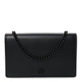 Dollar Calfskin Enamel Monochrome Mini GG Marmont Chain Wallet Black
