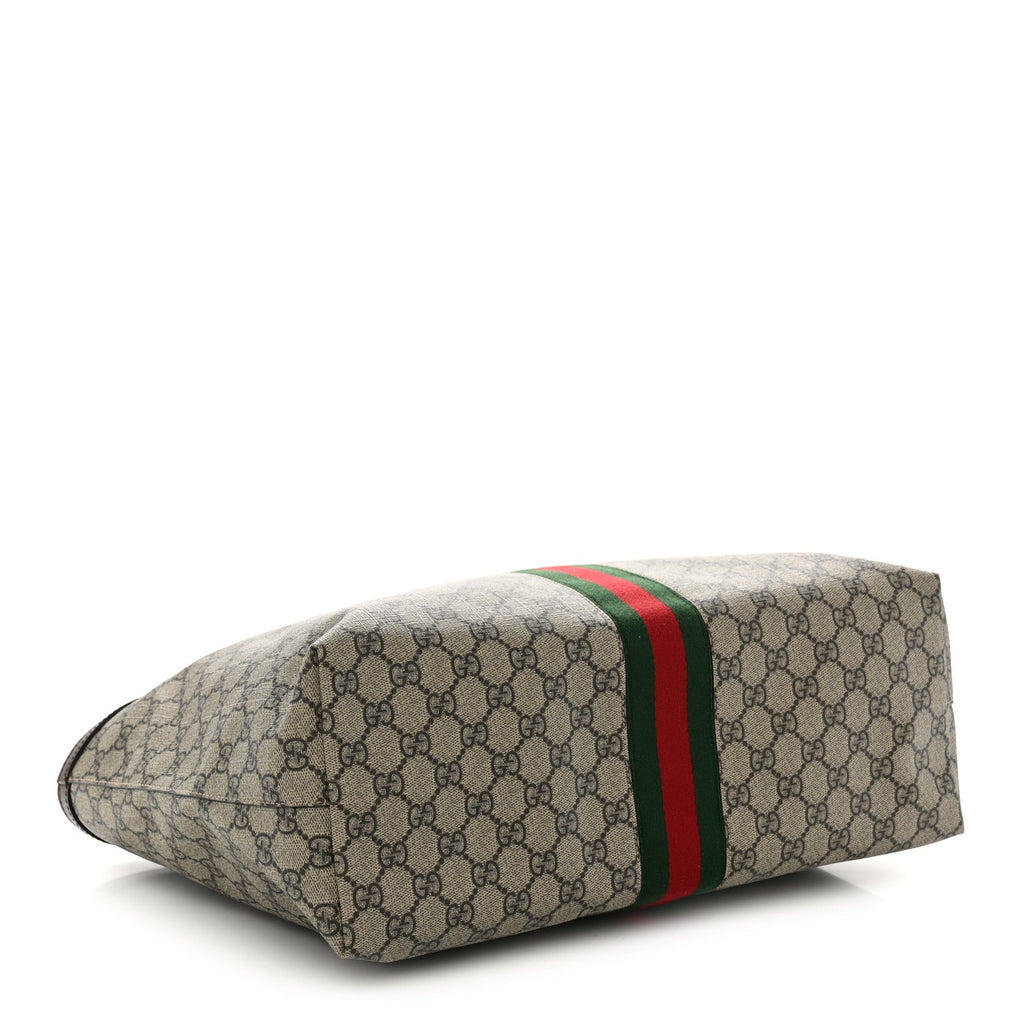 GG Supreme Monogram Medium Ophidia Shopping Tote Brown