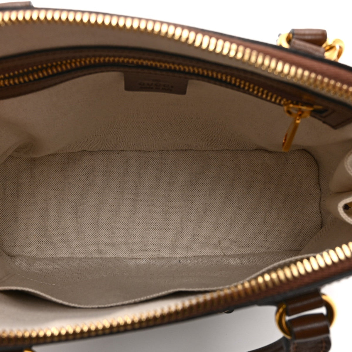 GG Supreme Monogram Azalea Calfskin Small Horsebit 1955 Top Handle Bag Beige Ebony Brown Sugar