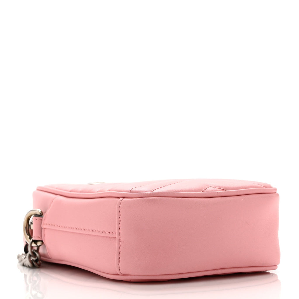 Calfskin Matelasse Mini GG Marmont Crossbody Bag Wild Rose