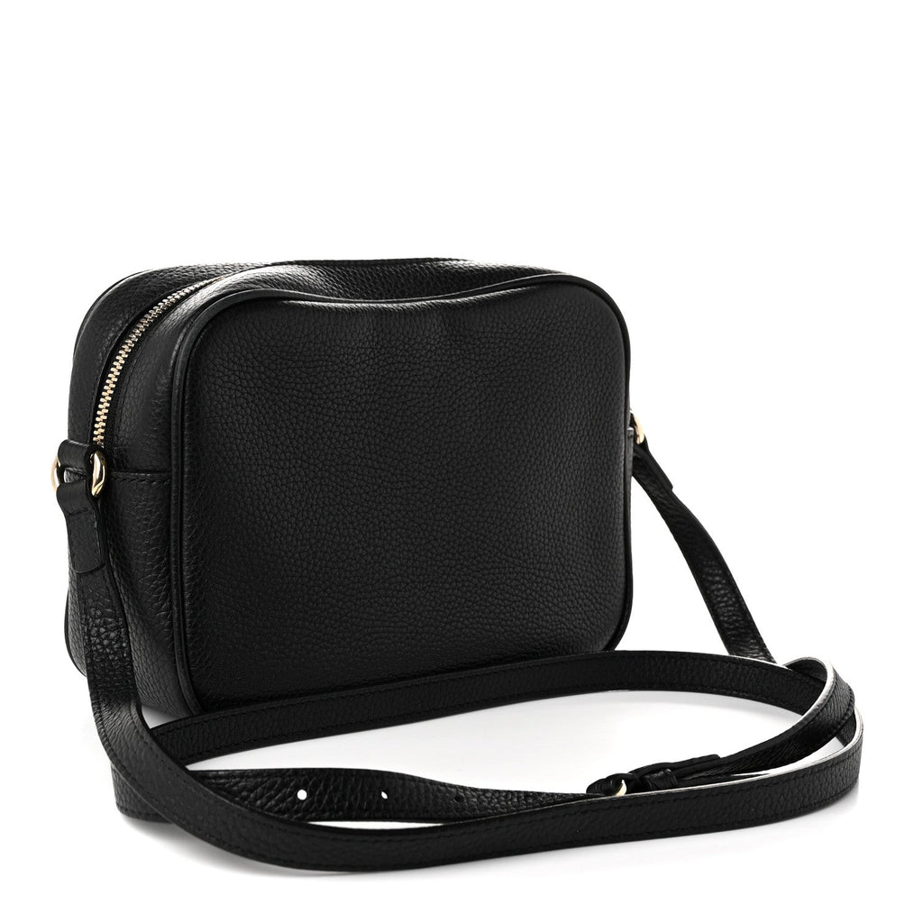 Pebbled Calfskin Small Soho Disco Bag Black