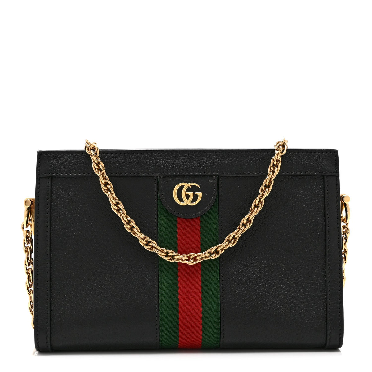 Calfskin GG Web Small Ophidia Chain Shoulder Bag Black