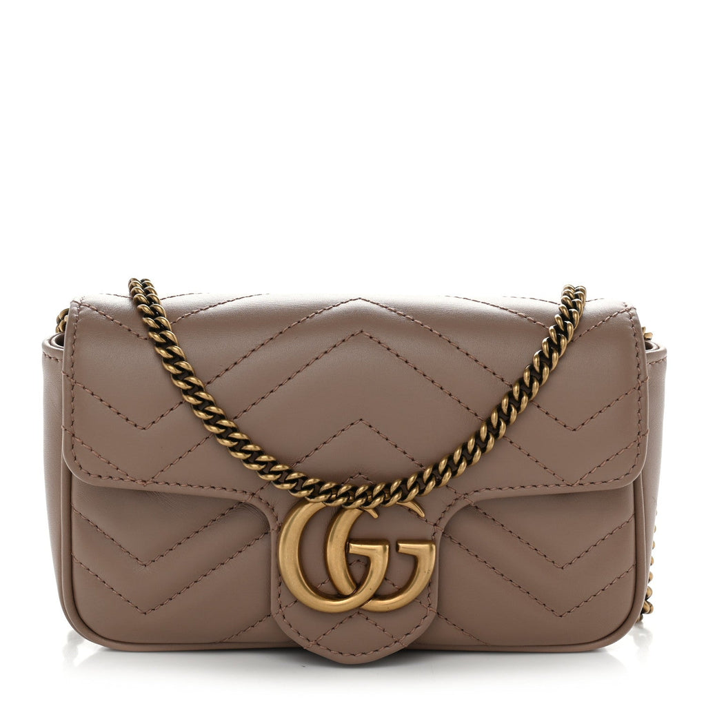 Calfskin Matelasse Super Mini GG Marmont Shoulder Bag Porcelain Rose