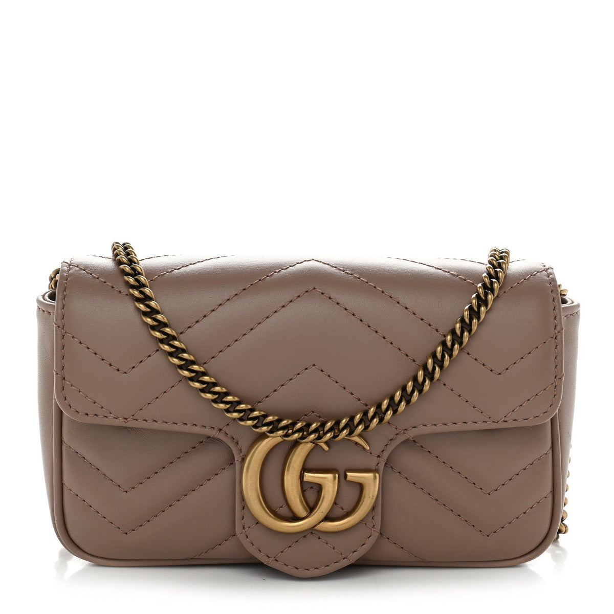 Calfskin Matelasse Super Mini GG Marmont Shoulder Bag Porcelain Rose