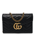 Calfskin Matelasse GG Marmont Chain Wallet Black