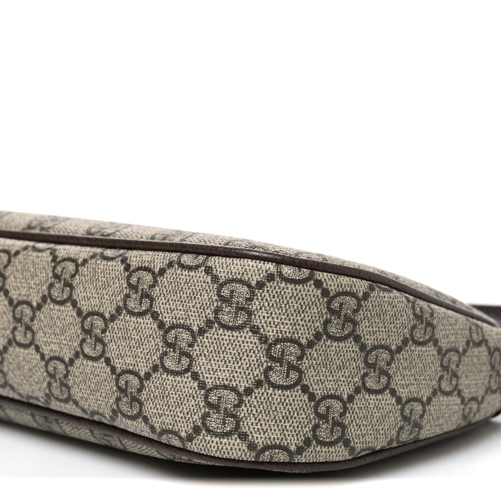 GG Supreme Monogram Textured Dollar Calfskin Small Ophidia Hobo Beige Ebony New Acero