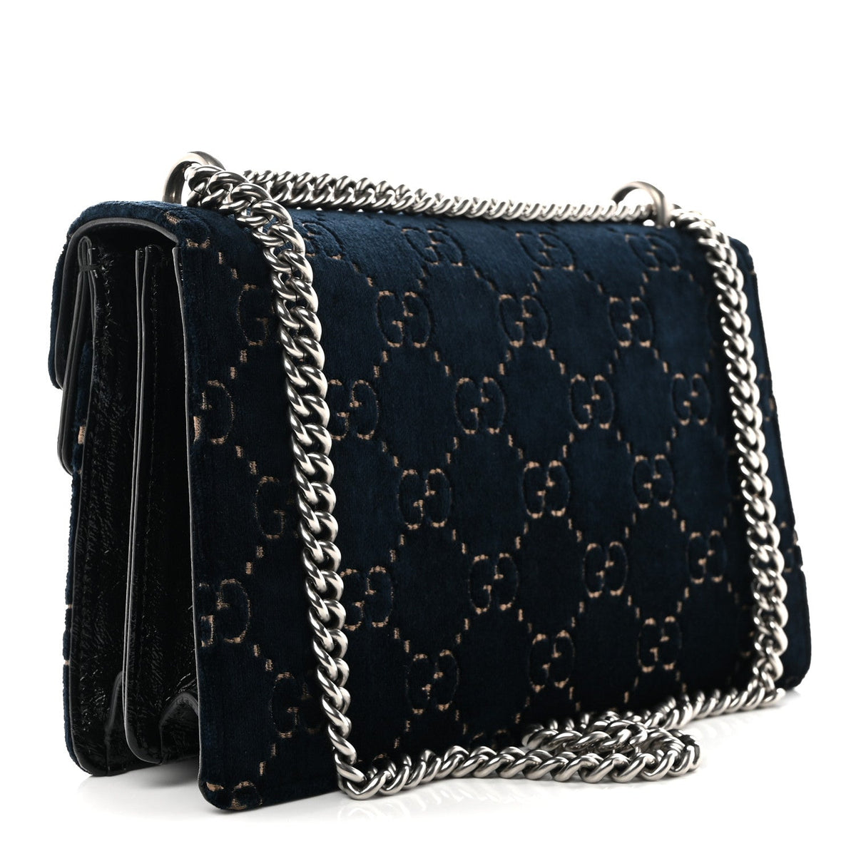 Velvet Skipper GG Monogram Small Dionysus Shoulder Bag Blue Beige Black