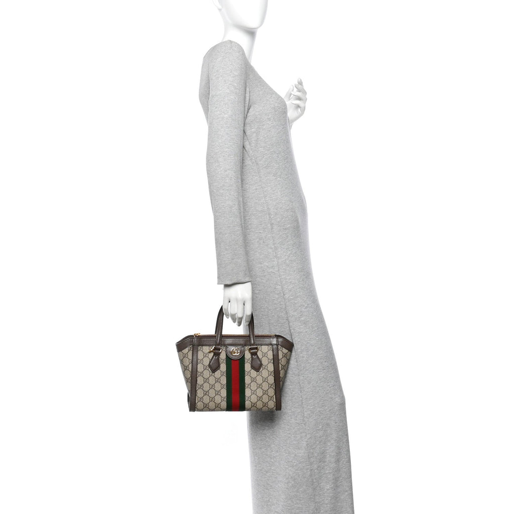 GG Supreme Monogram Small Ophidia Tote Bag Brown