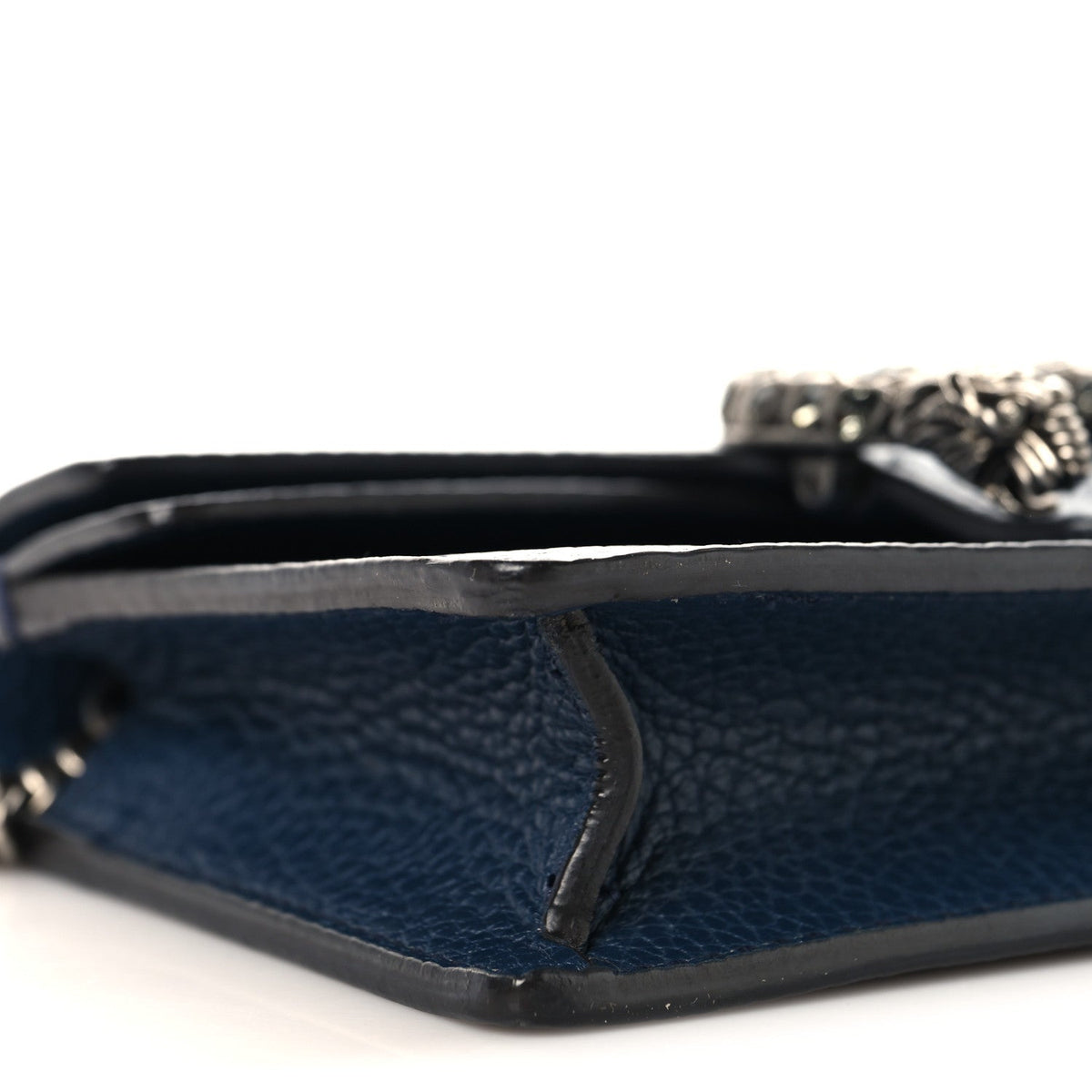 Dollar Calfskin Crystal Super Mini Dionysus Shoulder Bag Blue Agata Black Diamond