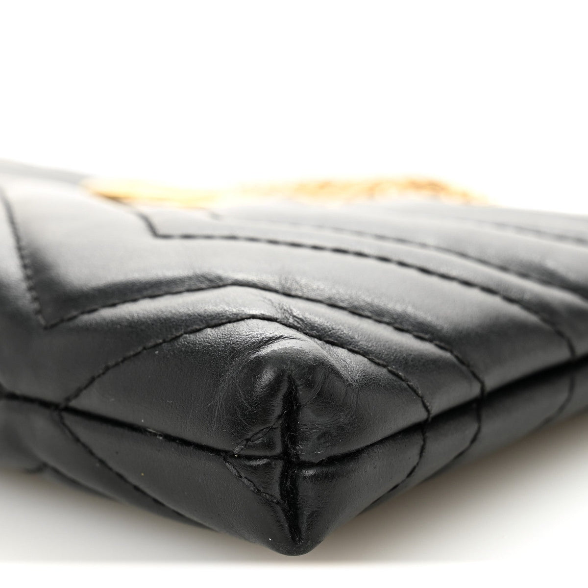 Calfskin Matelasse Mini GG Marmont Chain Bag Black