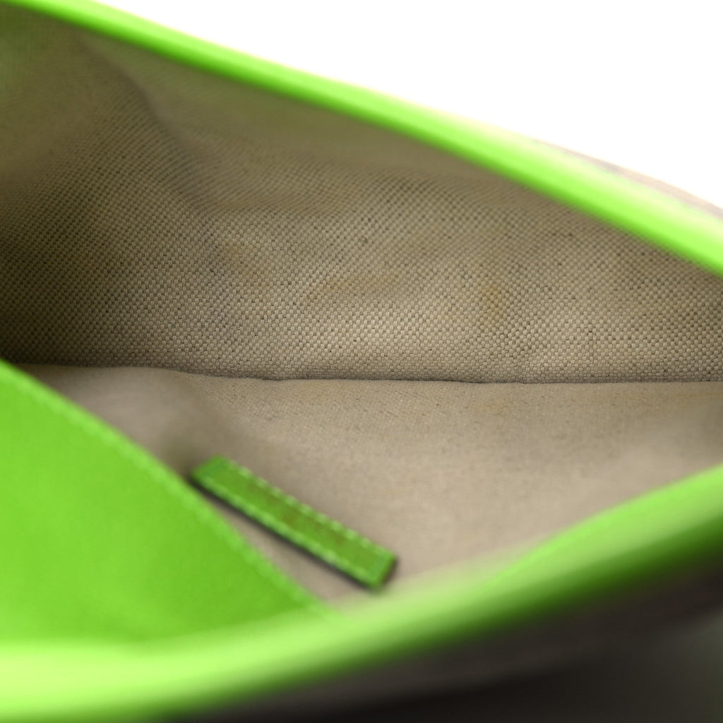 GG Supreme Monogram Web Small Ophidia Belt Bag Beige Ebony Electric Green