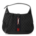 X BALENCIAGA Supreme Monogram Calfskin Web Medium Jackie 1961 Hobo Black