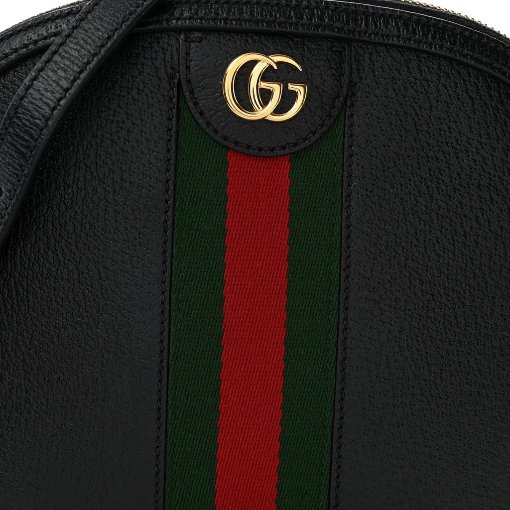 Calfskin GG Web Small Ophidia Dome Shoulder Bag Black