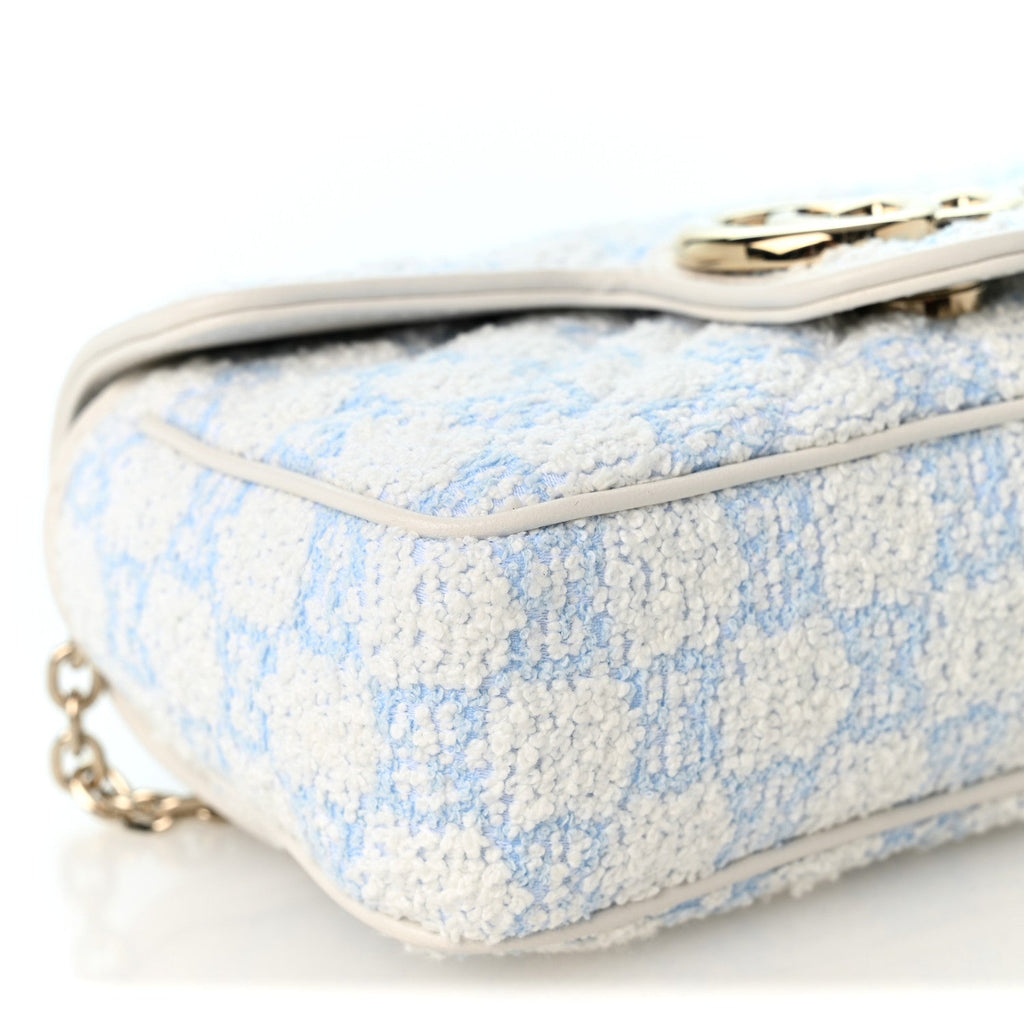 Sponge Boucle Matelasse Mini GG Marmont Shoulder Bag White Light Blue Grey