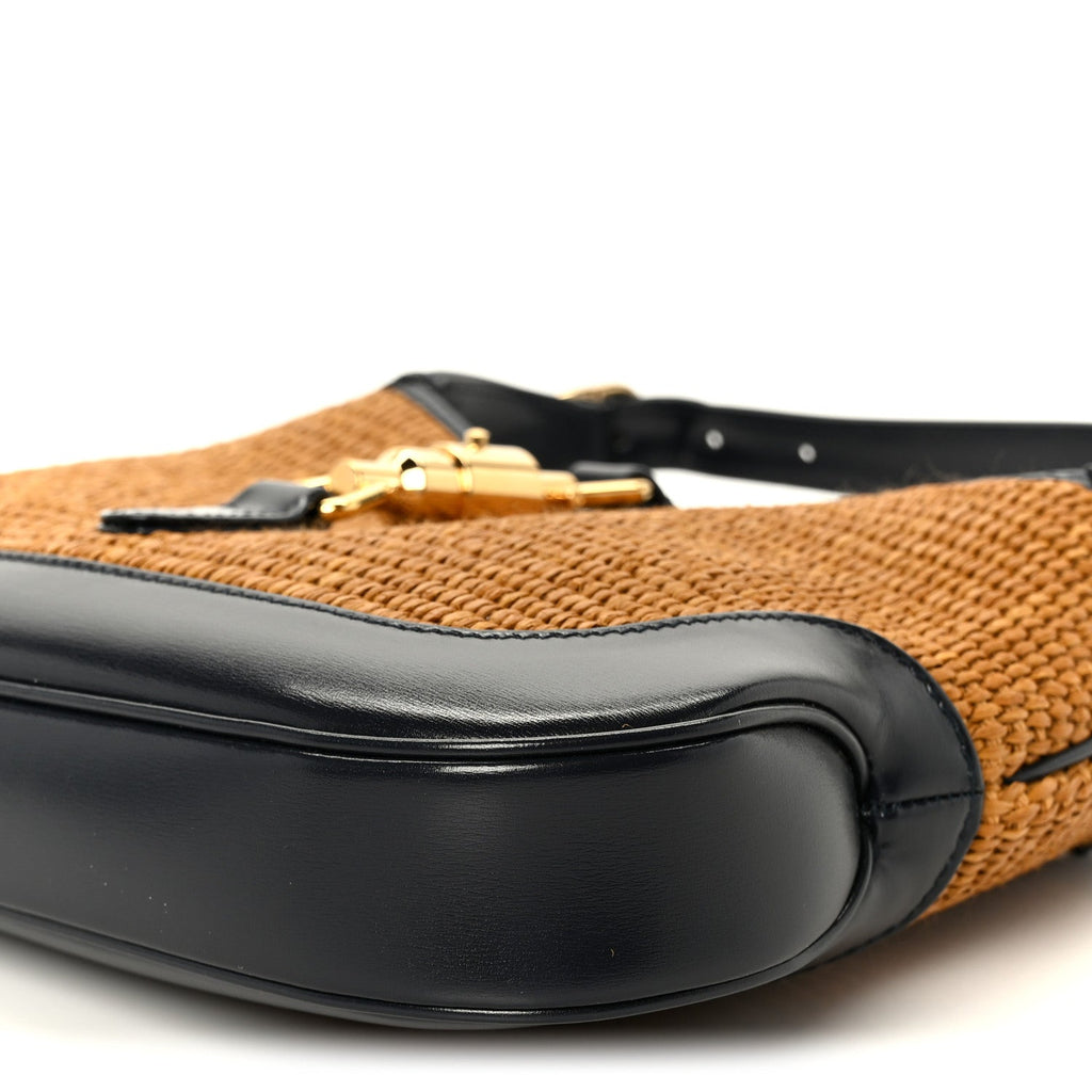 Straw Lux Boarded Dyana Lux Calfskin Small Jackie 1961 Hobo Natural Blue
