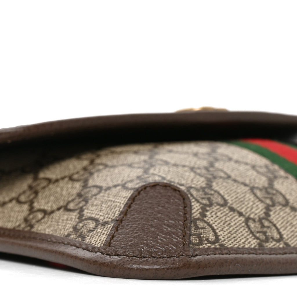 GG Supreme Monogram Web Small Ophidia Belt Bag Brown