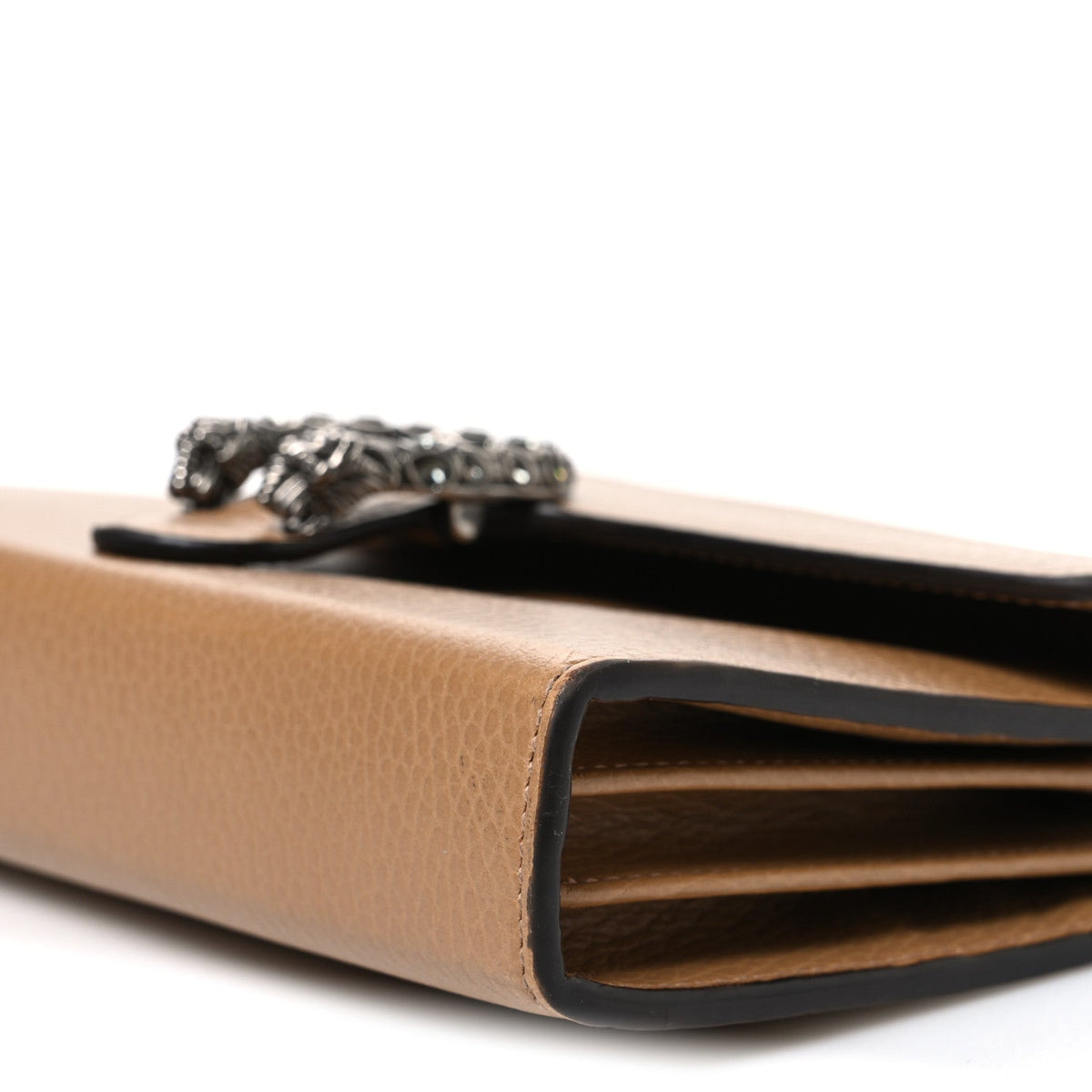 Dollar Calfskin Crystal Mini Dionysus Chain Wallet Natural Tan Black Diamond