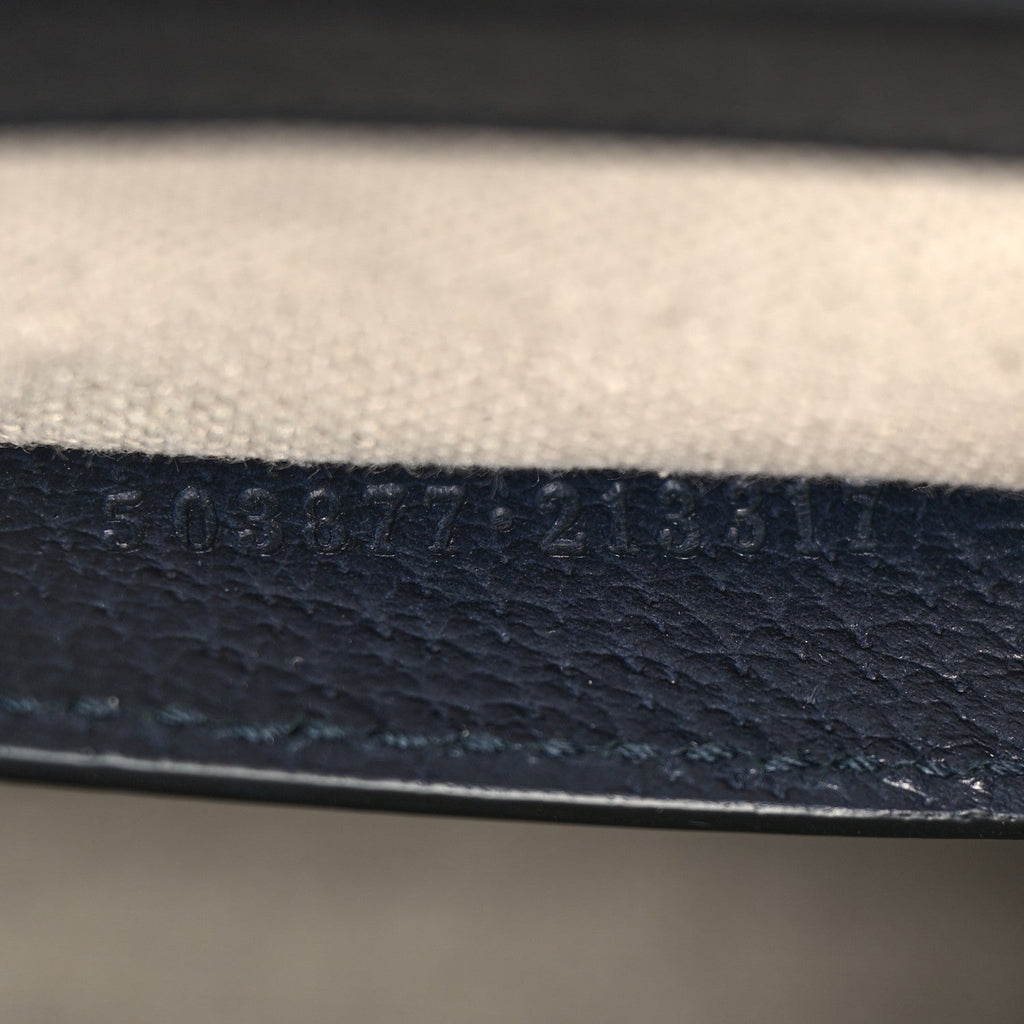 GG Supreme Monogram Textured Dollar Calfskin Web Small Ophidia Chain Shoulder Bag Beige Blue