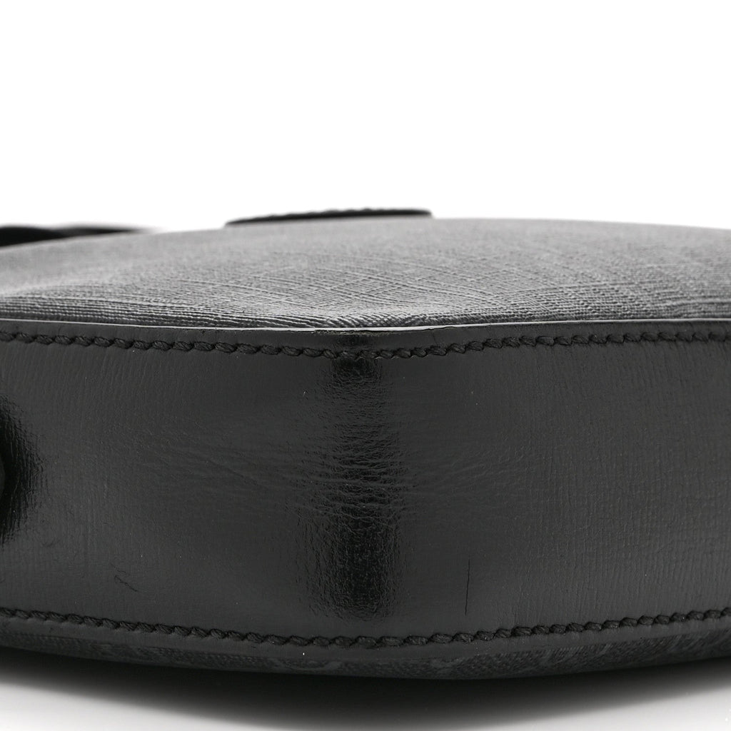GG Supreme Monogram Azalea Calfskin Retro Interlocking G Wristlet Shoulder Bag Black