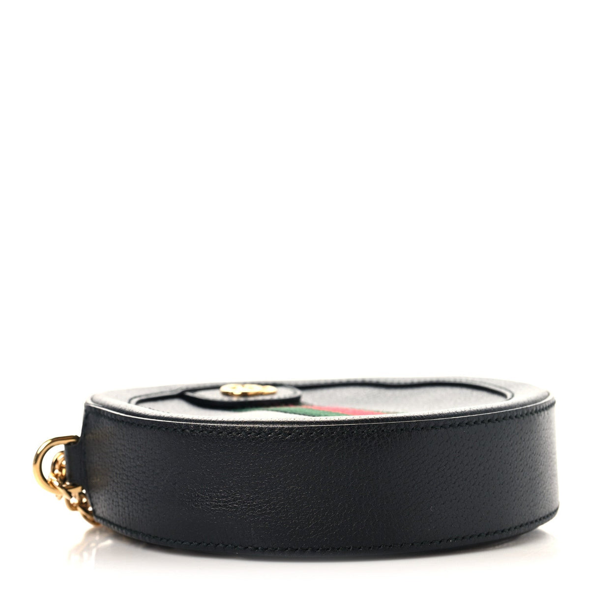 Grained Calfskin Web Mini Ophidia Round Shoulder Bag Black