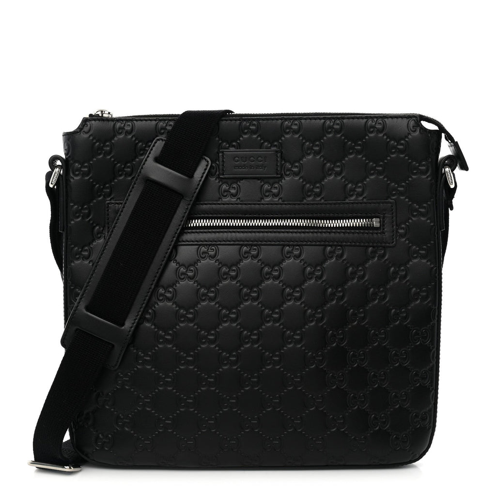 Guccissima Signature Medium Flat Messenger Bag Black