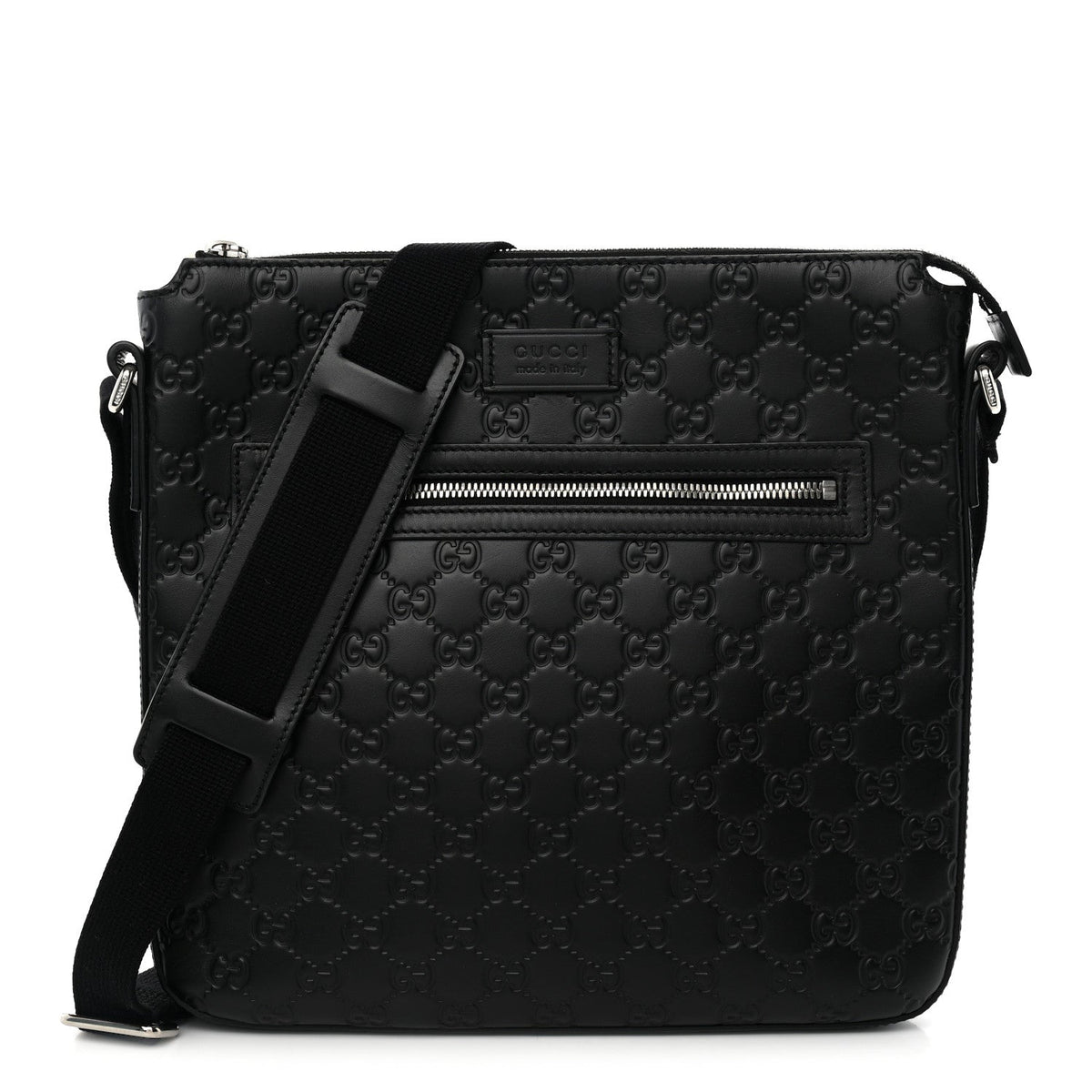 Guccissima Signature Medium Flat Messenger Bag Black