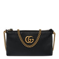 Pebbled Calfskin GG Marmont Zip Chain Bag Black
