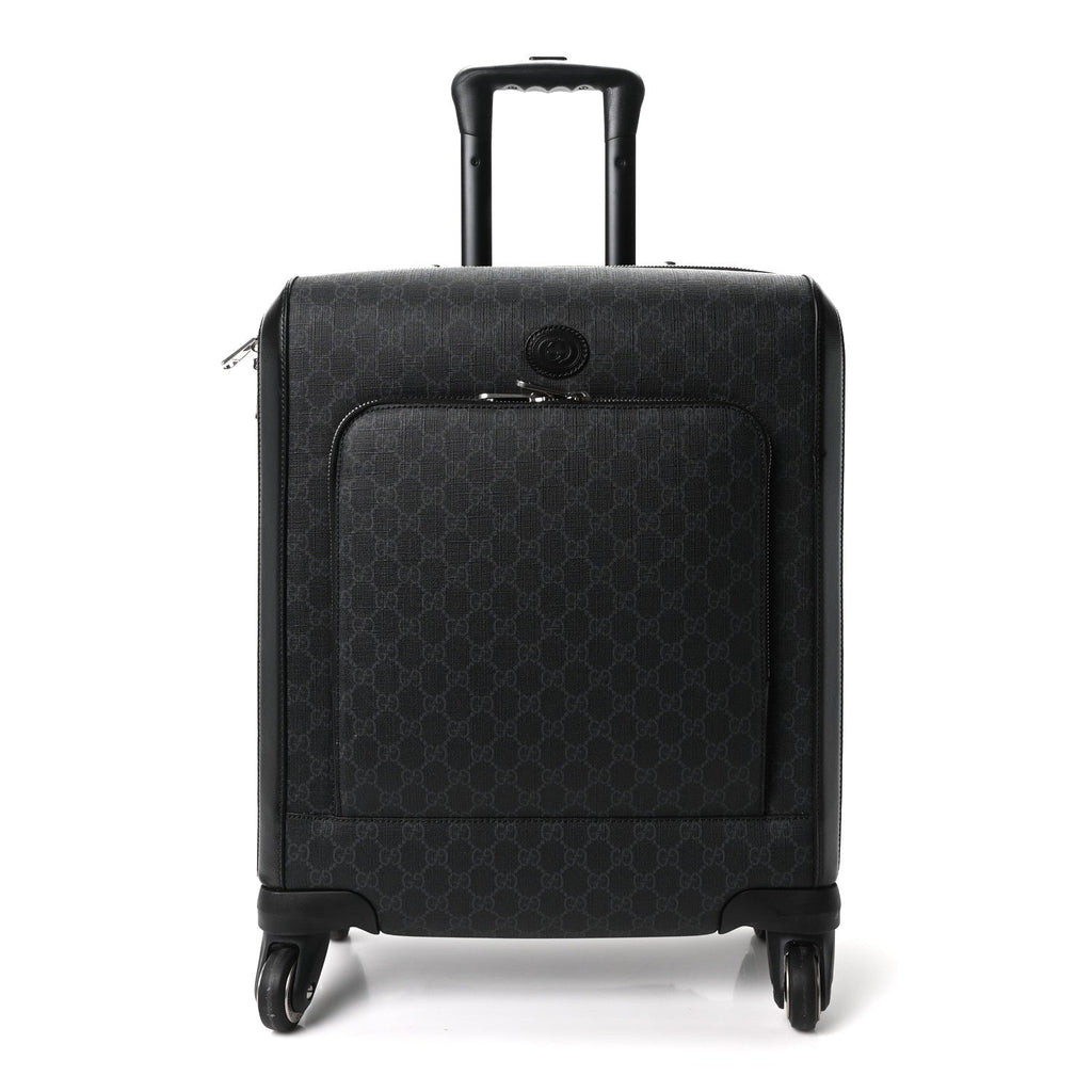 GG Supreme Monogram Four Wheel Suitcase Black Grey