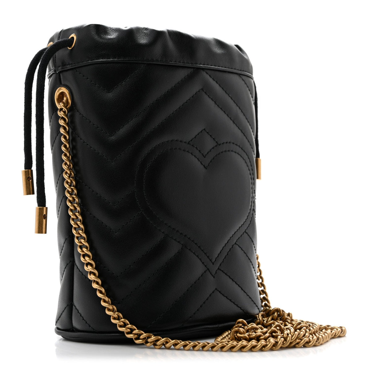 Calfskin Matelasse Mini GG Marmont 2.0 Bucket Bag Black