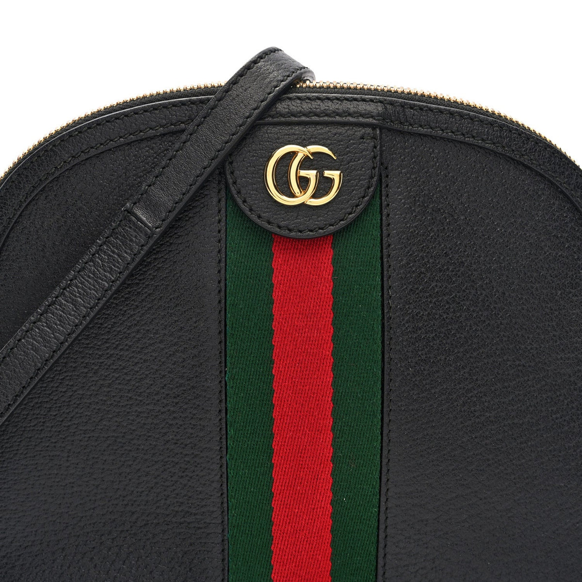 Calfskin GG Web Small Ophidia Dome Shoulder Bag Black