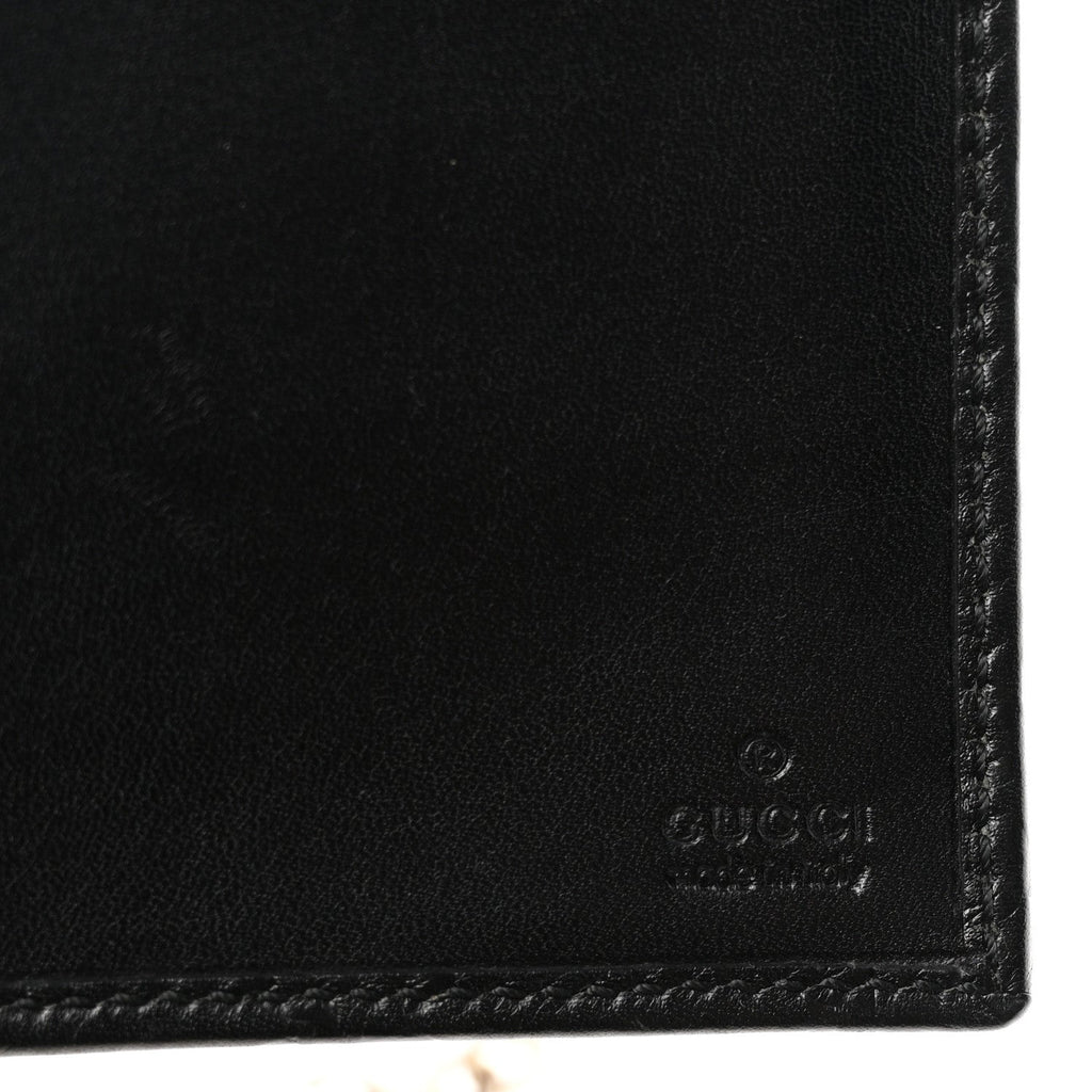 Guccissima Margaux Calfskin Metal Bar Chain Wallet Black