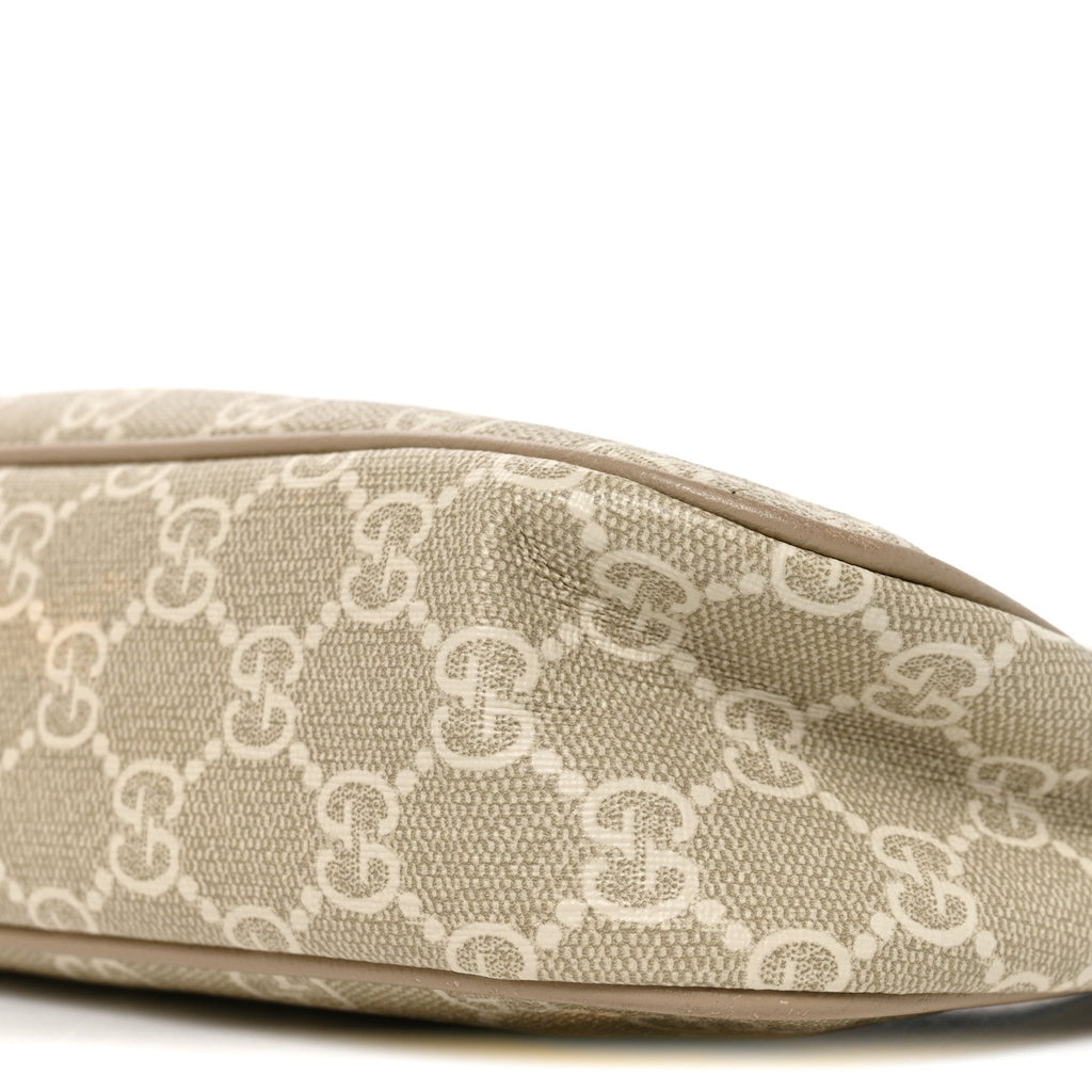 GG Supreme Monogram Textured Dollar Calfskin Small Ophidia Hobo Beige Mystic White Oatmeal