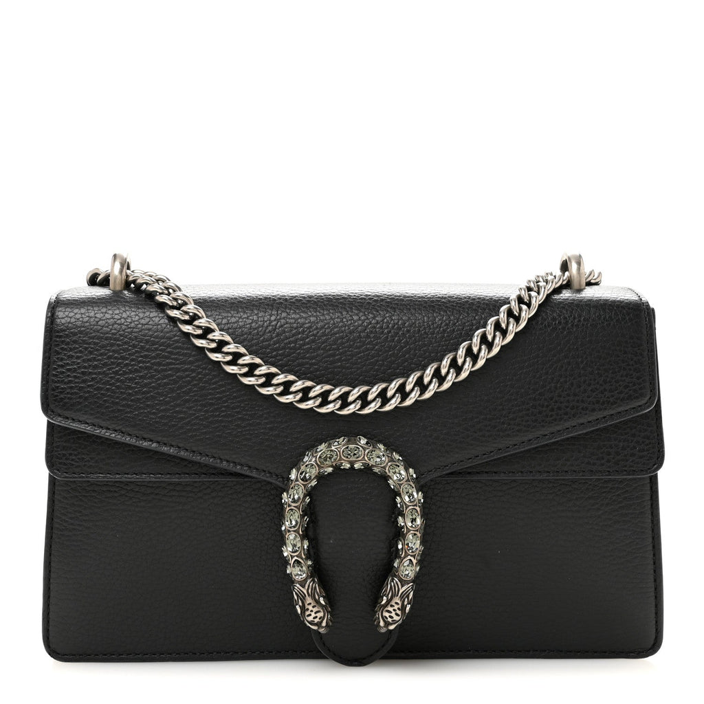 Pebbled Calfskin Small Dionysus Shoulder Bag Black